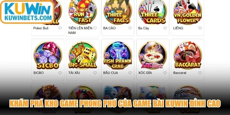 Khám phá kho game phong phú của game bài KUWIN đỉnh cao